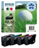 Spausdintuvas „Epson Golf ball 34XL DURABrite Ultra Multipack“ 4 spalvų rašalas, didelės (D) talpos, juodas, žydras, rausvai raudonas, geltonas, pigmentinis rašalas, 16,3 ml, 10,8 ml, 1 vnt.