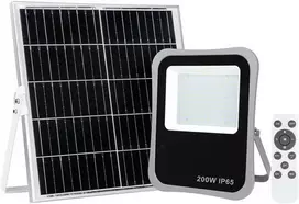 Pakabinamas šviestuvas 200W LED prožektorius su saulės baterija BARES, pilkas, 4000K