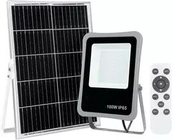 Pakabinamas šviestuvas 100W LED prožektorius su saulės baterija BARES, pilkas, 4000K