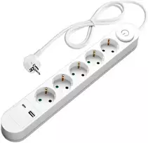 Ilgintuvas, 5-vietis, su jungikliu ir USB, 1,5m