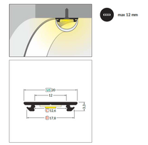 3m LED juostos profilis ARC12 CD/U5, lankstus, baltas
