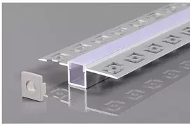 2m LED juostos užglaistomas profilis OPTONICA, pilkas, komplektuojamas su dangteliu ir užbaigimais