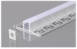 2m LED juostos įleidžiamas profilis OPTONICA, sidabro sp., komplektuojamas su dangteliu ir užbaigimais