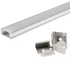 1m LED juostos paviršinis profilis OPTONICA, pilkas, 17.4x7mm, komplektuojamas su dangteliu ir užbaigimais