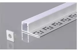 2m LED juostos įleidžiamas profilis OPTONICA, pilkas, komplektuojamas su dangteliu ir užbaigimais