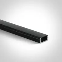Paviršinis profilis, juodas, 2m, komplektuojamas su juodu difuzoriumi, laikikliais ir užbaigimais, 12mm LED juostai, 7902/B/B