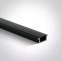 Įleidžiamas profilis, juodas, 2m, komplektuojamas su juodu difuzoriumi ir užbaigimais, 12mm LED juostai, 7902R/B/B