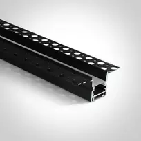 Įleidžiamas profilis, juodas, 2m, komplektuojamas su baltu difuzoriumi ir užbaigimais, 12mm LED juostai, 7903TR/B