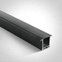 Įleidžiamas profilis, juodas, 2m, komplektuojamas su juodu difuzoriumi ir užbaigimais, 20mm LED juostai, 7912R/B/B