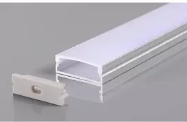 LED juostos paviršinis profilis OPTONICA, sidabro sp., 2m, su baltu dangteliu ir užbaigimais