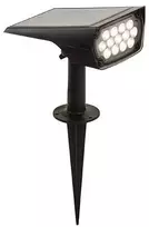 2W LED įsmeigiamas lauko šviestuvas su saulės baterija, juodas, 3000K
