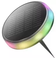 0,6W LED įsmeigiamas lauko šviestuvas su saulės baterija, juodas, RGB