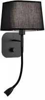 Sieninis šviestuvas HENDRIX, E14, juodas, su 2W LED skaitymo lempa, 4174601