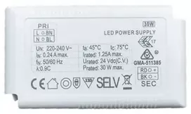 30W LED maitinimo šaltinis, IP20, 24V, 00/8077