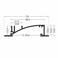 LED juostos profilis FLAT8, neanoduotas aliuminis, 2m