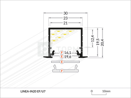 3m LED juostos profilio LINEA-IN20, anoduotas