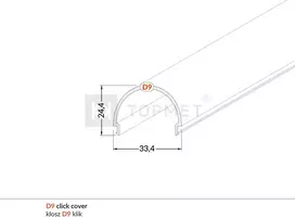 LED juostos profilio dangtelis D9 CLICK, baltas, 3m
