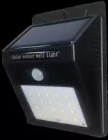 0.75W LED fasado šviestuvas OPTONICA, juodas, 6000K, IP54, su saulės baterija ir judesio/būvio davikliu
