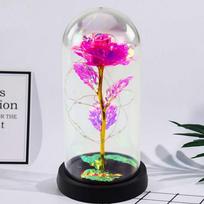 Lean Amžina krištolinė rožė kupole su LED apšvietimu rožinė 21x11cm