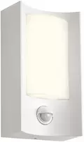Sieninis šviestuvas 8W LED sieninis lauko šviestuvas WARP, baltas, 3000K, IP44, su judesio davikliu