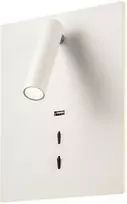 16W + 3W LED sieninis šviestuvas ZEN, baltas, 3000K, šviesos kampas 120°, skaitymo šviestuvėlio - 20°, su USB, 01-2995