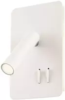 6W + 3W LED sieninis šviestuvas QUDA, baltas, 3000K, šviesos kampas 120°, skaitymo šviestuvėlio - 20°, su USB, 01-2979