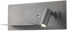 8W + 3W LED sieninis šviestuvas BROOK, juodas, 3000K, šviesos kampas 120°, skaitymo šviestuvėlio - 20°, su USB, 01-2985