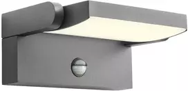 Sieninis šviestuvas 20W LED sieninis reguliuojamas lauko šviestuvas FLIP, tamsiai pilkas, 3000K, IP54, su judesio davikliu, 90587