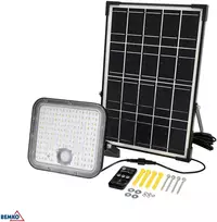 30W LED įkraunamas prožektorius su saulės baterija ir judesio davikliu, juodas, 4000K, IP65