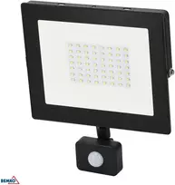 50W LED prožektorius su judesio davikliu KASTEL, juodas, 6000K, IP65