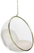 Fotelis Pakabinamas supamas krėslas BUBBLE, skaidrus/smėlio sp.
