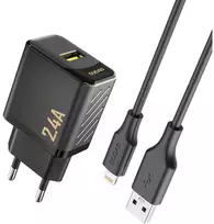 Dudao A23LEU adapteris 12 W 1xUSB-A (pridedamas 1 m USB-A į Lightning kabelis) Juodas