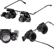 Didinamasis stiklas – akiniai su LED apšvietimu ir 20 kartų didinimu