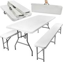 Lauko baldų komplektas Sulankstomas sodo stalas 180 cm + 2 suolai