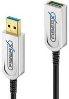 FiberX FX-I650-020, 20 m, USB A, USB A, USB 3.2 Gen 1 (3.1 Gen 1), 10Gbit/s, Juoda, Sidabrinė