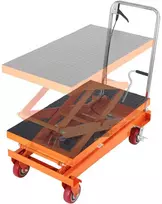 Hidraulinis keltuvas 350 kg, 1530 mm, rankinis, žirklinis, dvigubas, 90,5x51 cm platforma, 4 ratukai, krovinių vežimėlis, platforminis vežimėlis