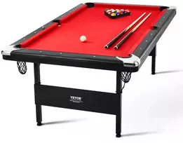 Biliardo stalas 213 cm, sulankstomas, nešiojamas, raudonu audiniu, juodas, šeimai, žaidimams, taupantis vietą, mini biliardas