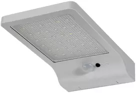 Sieninis šviestuvas 3W LED sieninis lauko šviestuvas DOOR, sidabro sp., 4000K, su saulės baterija ir judesio davikliu, IP44