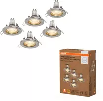 Įleidžiamas šviestuvas SPOT, GU10, šlifuoto nikelio sp., su 2,6W 2700K LED lempute, 5vnt.