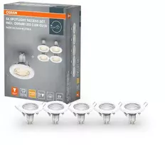 Įleidžiamas šviestuvas SPOT, GU10, baltas, su 2,6W 2700K LED lempute, 5vnt.