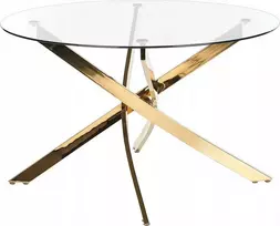 Beliani Valgomojo stalas MARAMO auksinis 120 cm, grūdintas stiklas