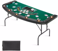 7 žaidėjų sulankstomas pokerio stalas, paminkštintas kazino žaidimų stalas, nešiojamas Texas Hold'em Blackjack stalas, pusiau ovalus veltinio stalas