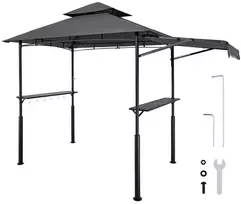 Metalinė BBQ pavėsinė, lauko grilio pastogė, sodo stogelis, terasos grilio palapinė, 2.43m x 1.5m grilio pavėsinė sodui