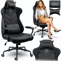 Ergonomiška biuro kėdė, reguliuojamo aukščio, supimo funkcija, juosmens ir galvos atramos, juoda vadovo kėdė