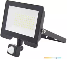 50W LED prožektorius su judesio davikliu MHC, juodas, 6500K, IP54
