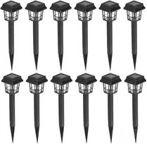 0,06W LED įsmeigiamas šviestuvas su saulės baterija FUSION, juodas, 6500K, IP44, 12vnt. pakuotė