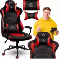 Žaidimų kėdė, ergonomiška biuro kėdė, patogi kompiuterio kėdė, raudona žaidimų sėdynė, reguliuojamo aukščio kėdė