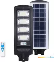 11W LED gatvės šviestuvas su saulės baterija URBI, juodas, 6500K, su judesio davikliu ir nuotol. valdymo pulteliu, IP54