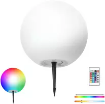 0,2W LED įsmeigiamas šviestuvas su saulės baterija GARDEN BALL, baltas, RGB, IP65