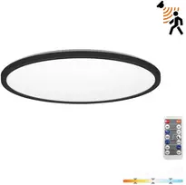 12W LED lubinis šviestuvas NIVERA CIRCLE, juodas, 3000/4000/6000K, su judesio davikliu, IP54